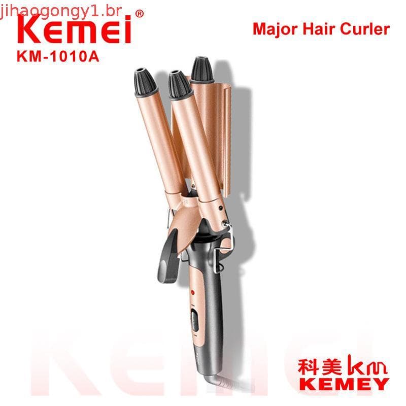 Kemei Professional Hair Curling Iron Ferro De Frisar Cerâmica Triplo Barril Ferros Cabelo Waver Ferramentas De Modelage