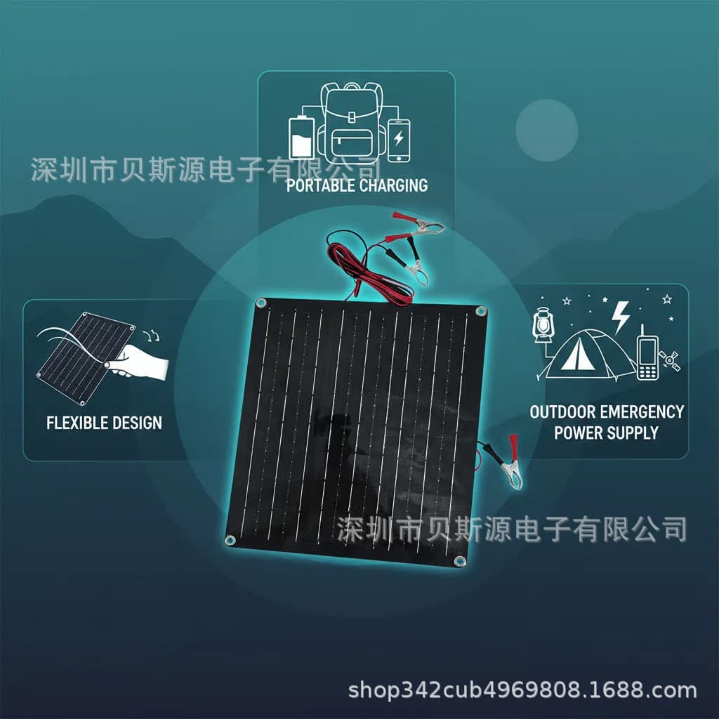 Painel Solar Monocristalino 20W 12V, Anti-sobrecarga com Display para Bateria de Chumbo