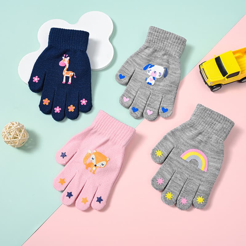 Luvas de Tricô para Crianças com Desenhos Animados, Fofas, Quentes para Outono e Inverno, Anti-Frio, Luvas de Cinco Dedo