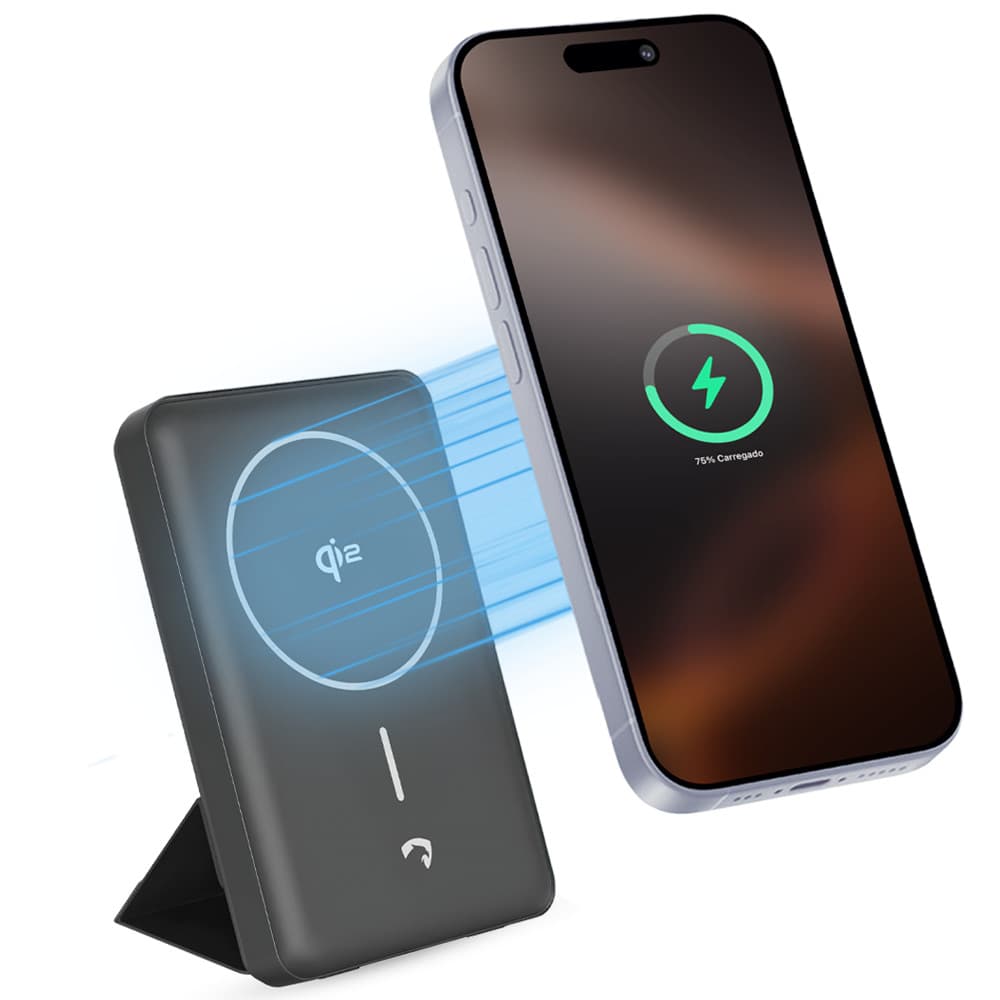 Power Bank Amet Power Fast Stand 10000mAh Carregador Portátil Carregamento Rápido Bateria Externa USB-C