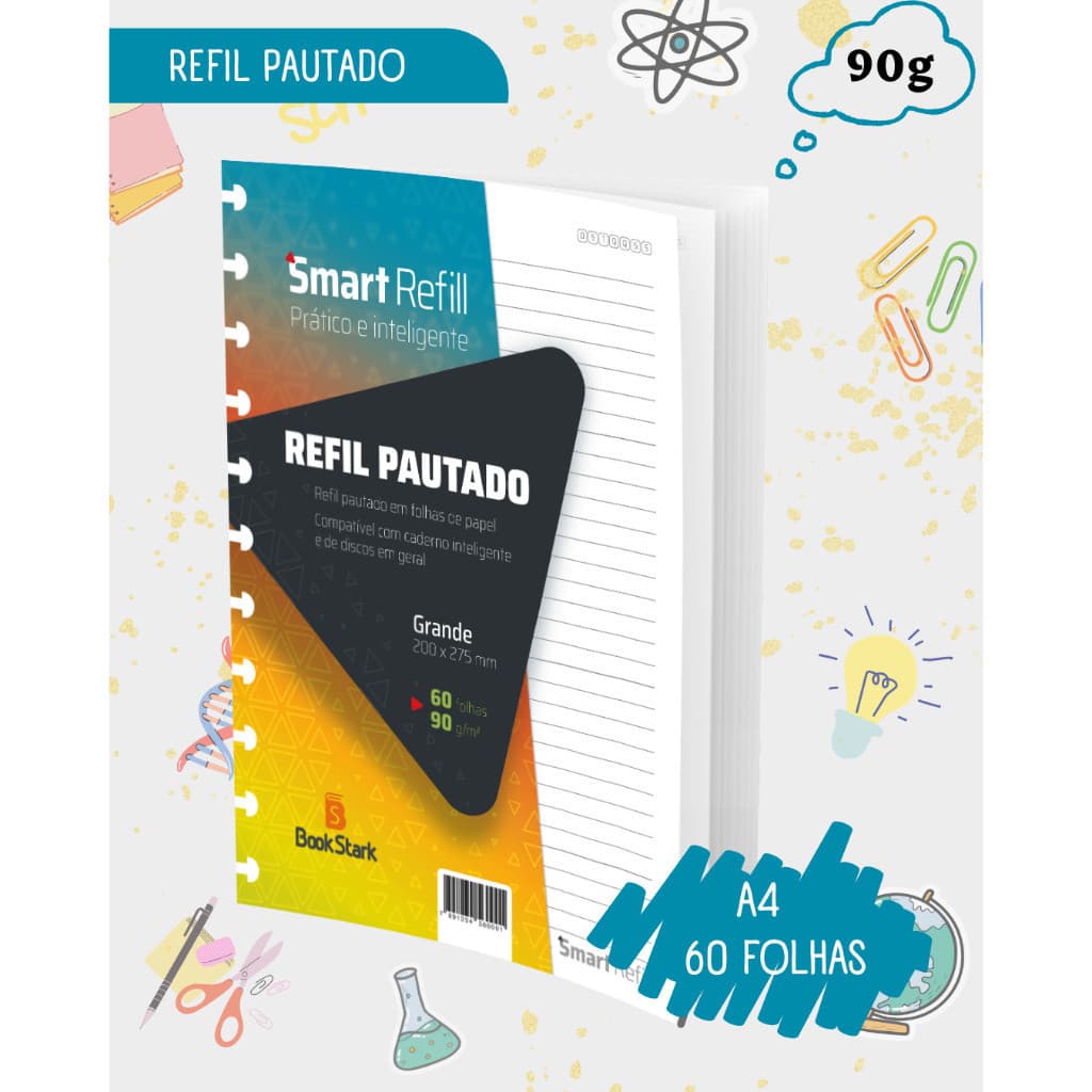 Refil Pautado Para Caderno Inteligente (A4) - 11 Discos 200x275mm 60 Folhas