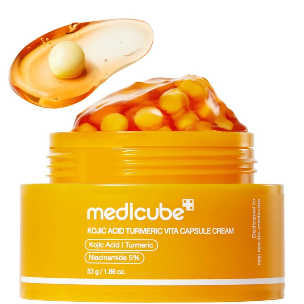 Medicube Cúrcuma Koji Ácido Vitamina C Cápsula Creme 1.86 onças Melhora o tom de pele irregular Iluminar a pele Adequado