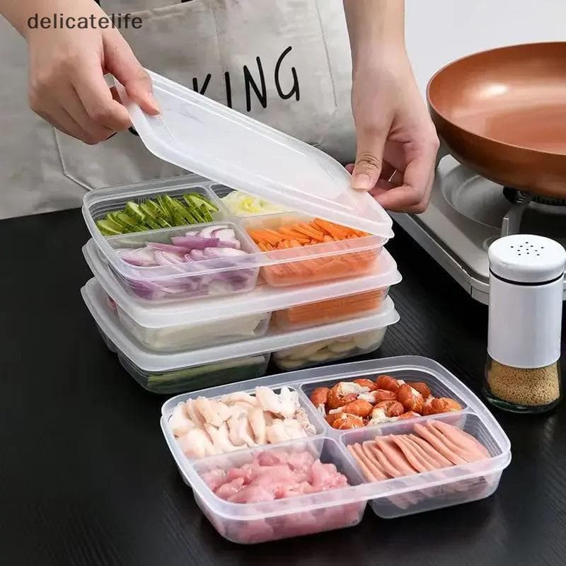 Caixa De Armazenamento De Carne Para Geladeira , 2/4 Unidades , 4 Compartimentos , Recipiente Congelador À Prova De Vaza