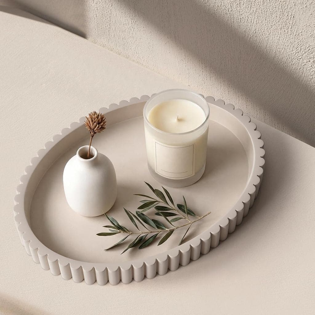 Bandeja Oval para Decoração de Mesa de Centro, Bandeja de Concreto de 13" para Mesa de Centro, Bandejas Decorativas para