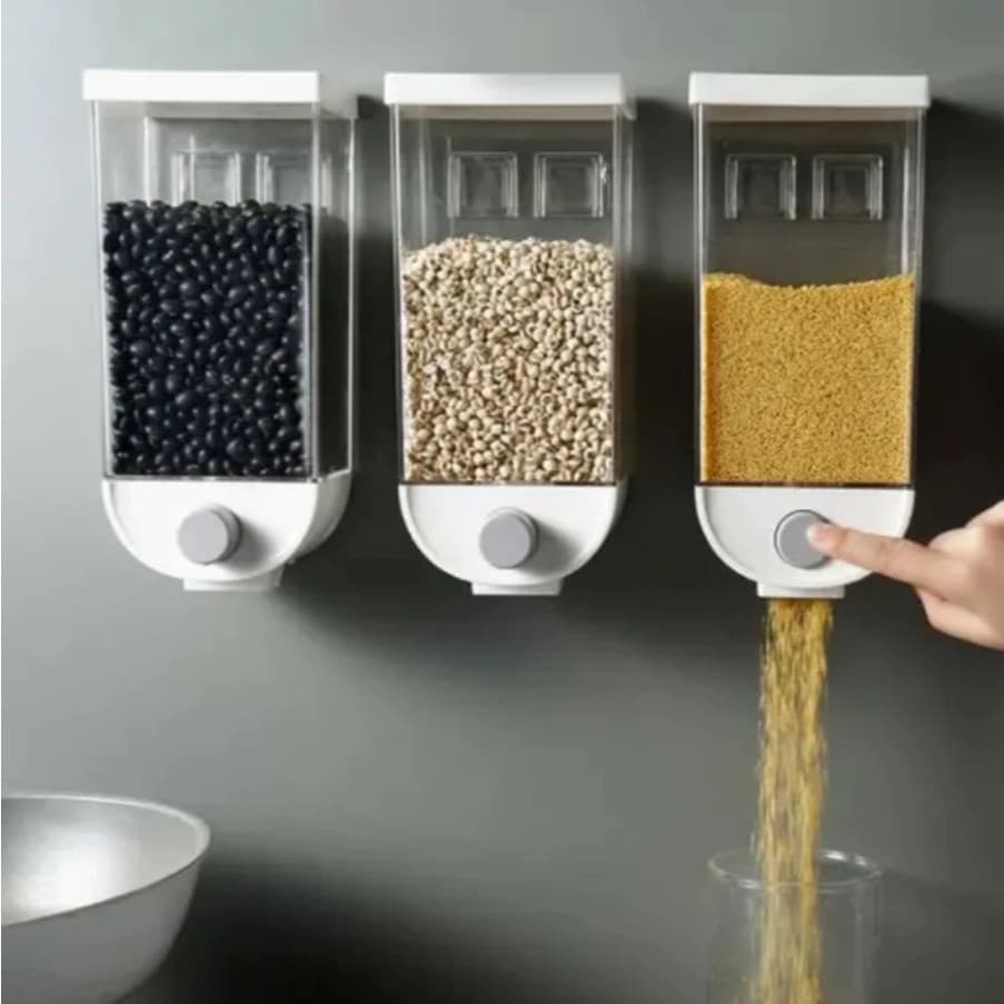 Organizador Suspenso Dispenser Graos 1000ml ou 1500ml Arroz Feijao Cereais Racao Cafe Farinha