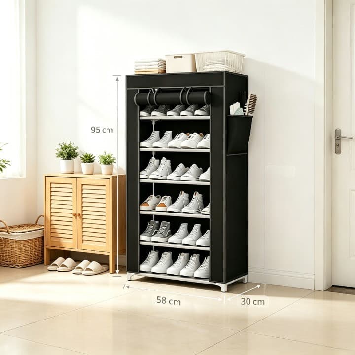 Estante para sapatos de 6 prateleiras  Estante vertical com prateleiras removíveis