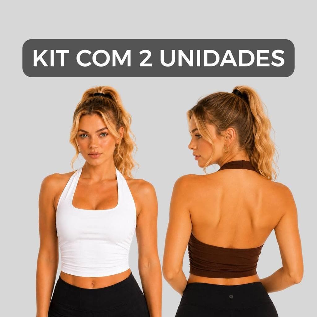 Kit 2 Cropped Frente Única Feminino Suplex Academia Fitness