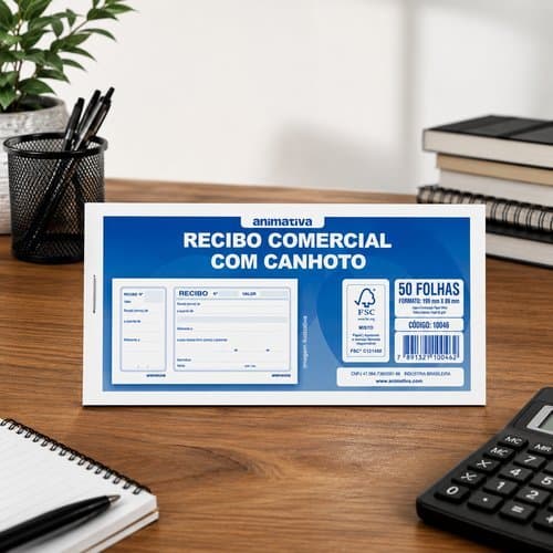 Bloco Controle Recibos Azul 50 Folhas Formulario Manual Registro Administrativo Contabilidade