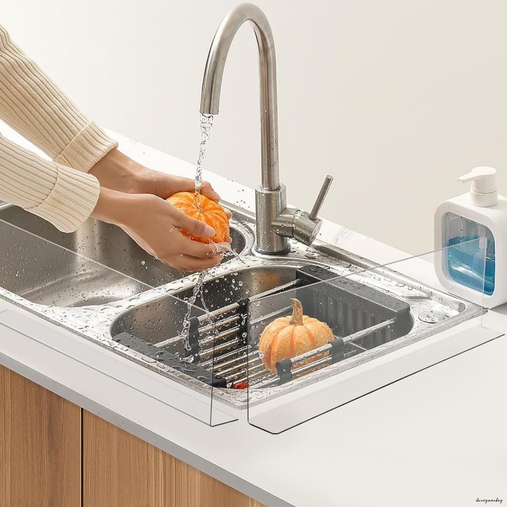 Protetor Contra Respingos De Banheiro De Cozinha Acrílica 40x12cm Painel Anti-Transparente