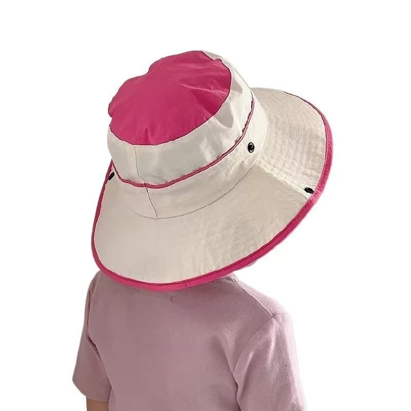 [Estoque pronto] Chapéu infantil verão estilo fino de secagem rápida meninos cor combinando aba grande meninas viagem ao
