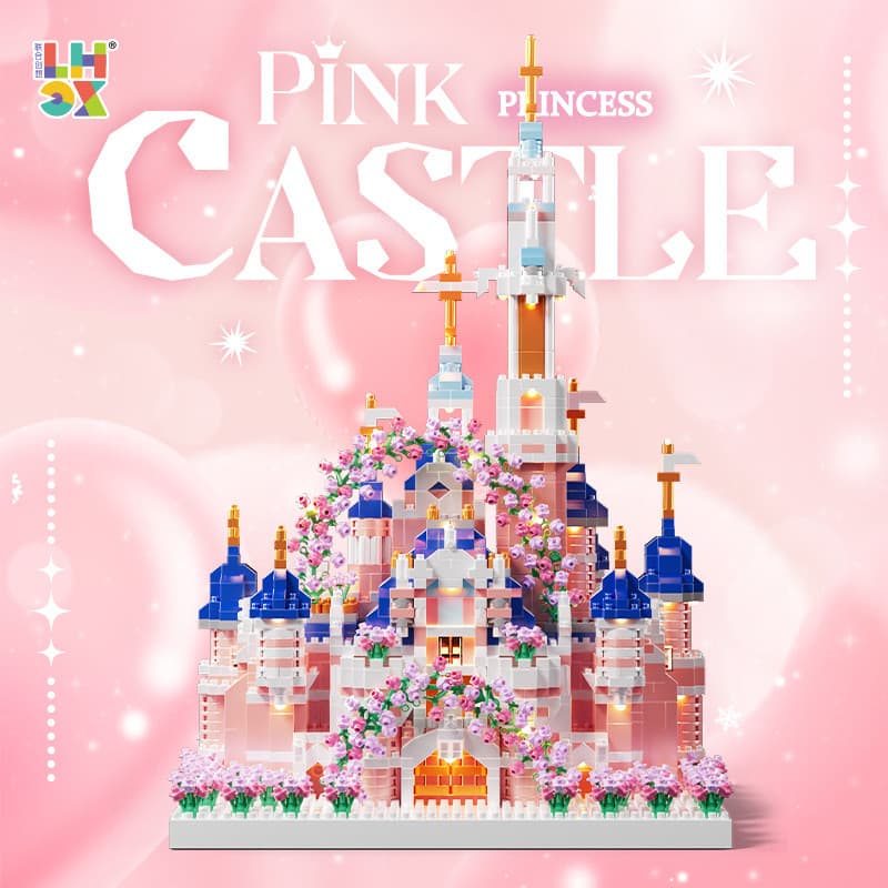 Blocos de Construção Castelo Rosa Princesa, Brinquedo Modelo para Presente de Meninas