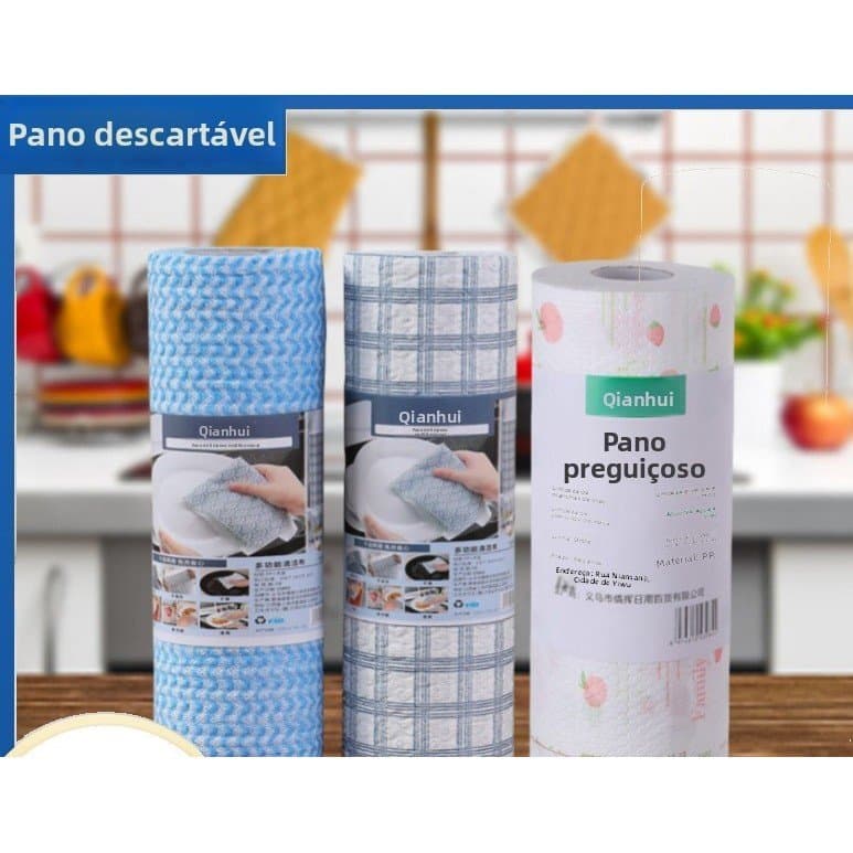 Pano de limpeza descartável popular para cozinha 2026, espesso, lavável, estampado, dupla função para limpeza úmida e se