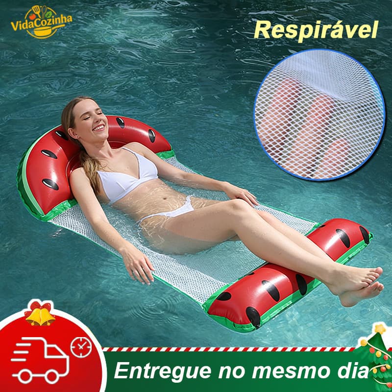 Boia Rede de Piscina Modelo frutas Cama Inflável Flutuante Adulto Infantil Morango