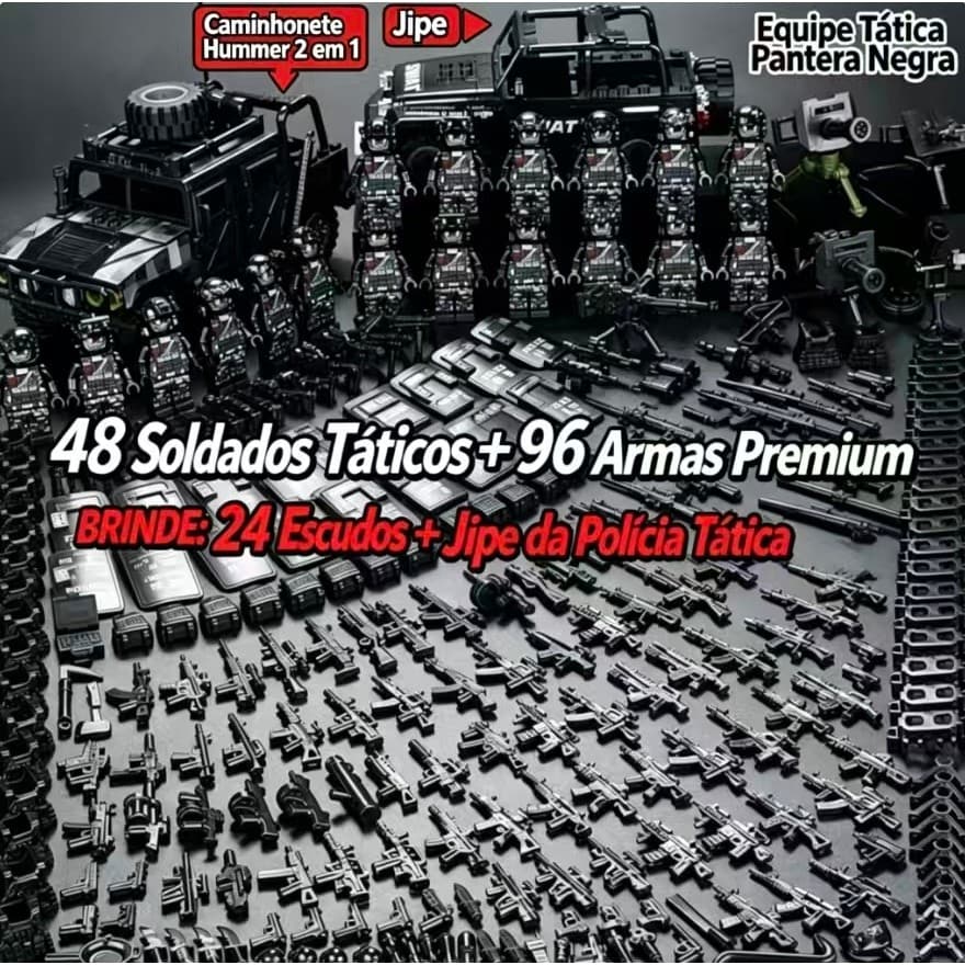 Conjunto de bonecas táticas de pantera negra, blocos de construção compatíveis com Lego, soldado SWAT + pavão + jipe mil