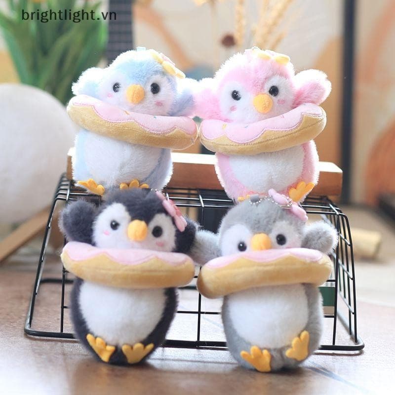 [Brightlight] Brinquedo de Pelúcia Fofo em Forma de Pinguim Donut, Chaveiro, Decoração para Mochila, Acessório Infantil