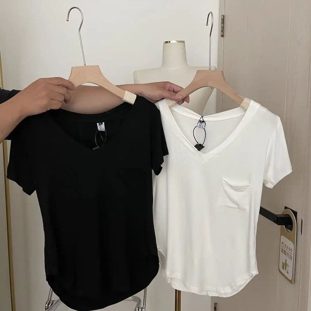 Produtos em estoque pronto entrega no mesmo dia verão solto versão coreana camisa de fundo manga curta roupas femininas