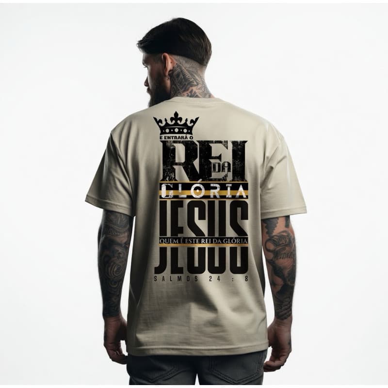 Camiseta Masculina T-shirt Cristã Rei da Glória - Conforto e Versatilidade em 100% Algodão