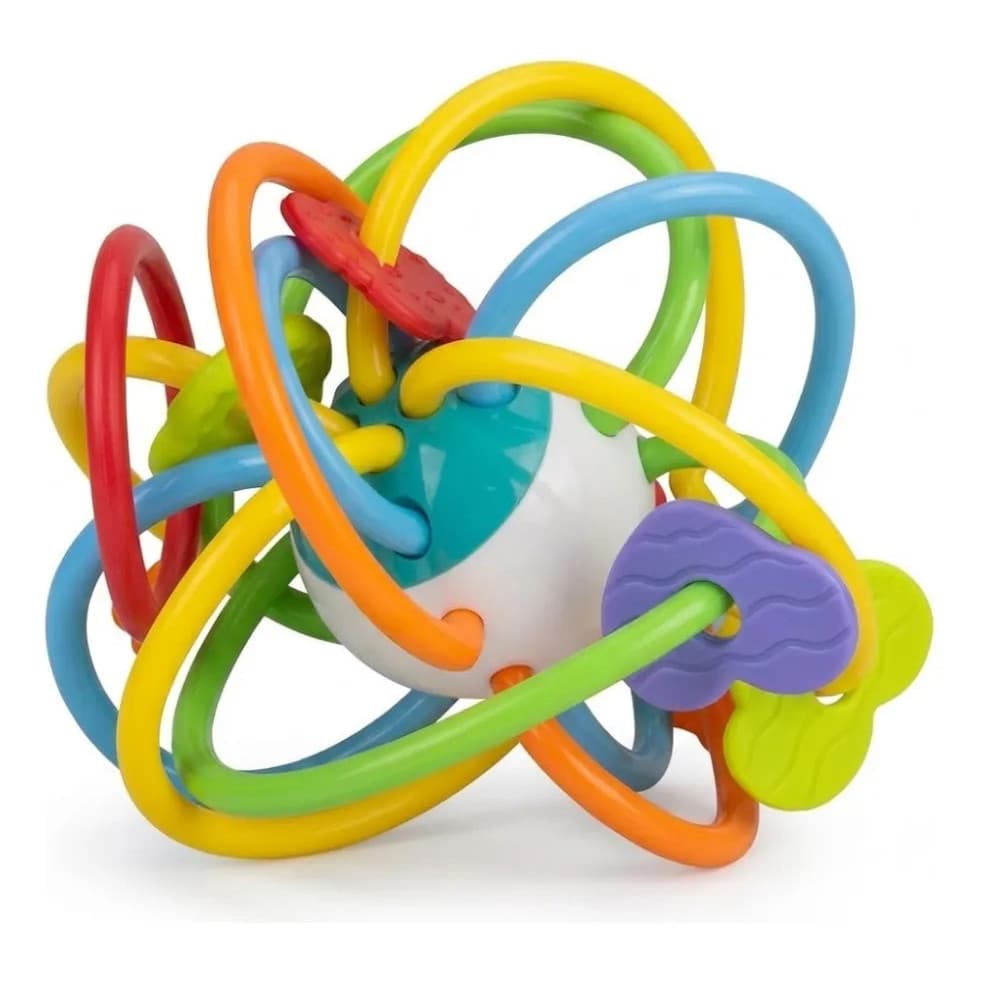 Mordedor Bola Sensorial Colorida com Chocalho para Bebê