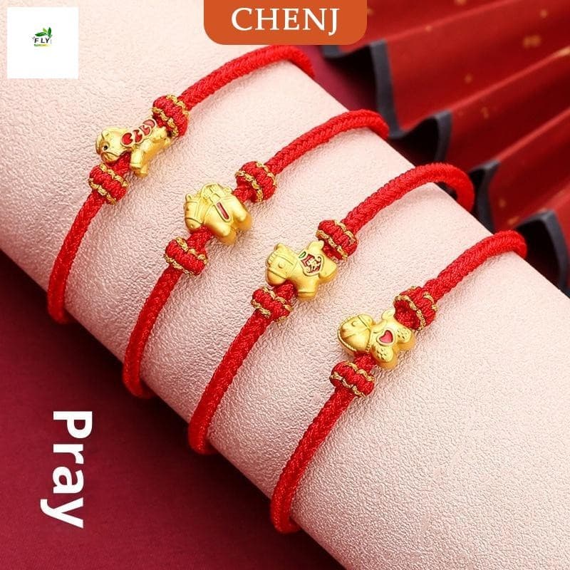 Pulseira De Corda Vermelha Do Ano Cavalo 2026 – Joia De Contas Da Sorte Estilo Chinês Presente Para Mulheres