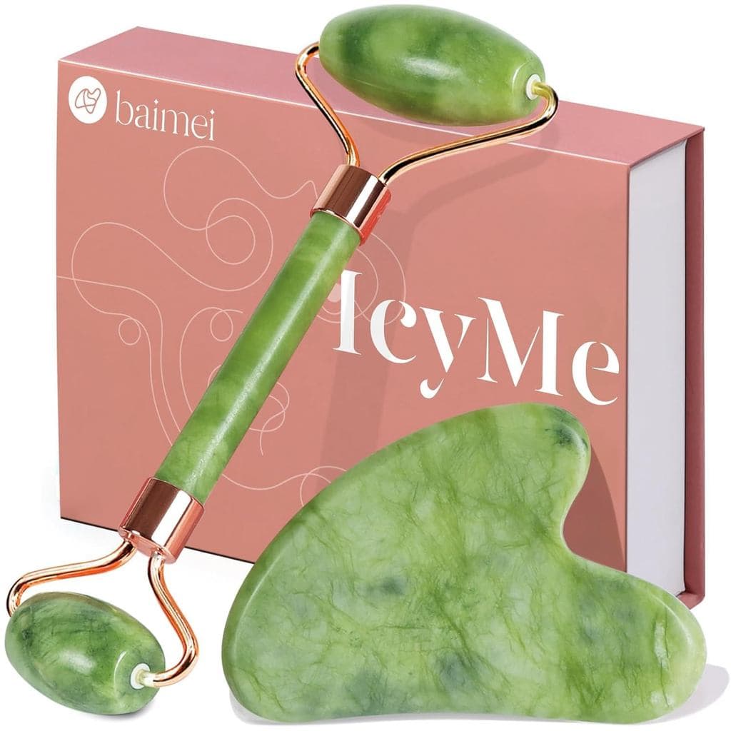 Conjunto De Rolos BAIMEI IcyMe Gua Sha E Jade , Rolo Facial Refrescante Ferramenta Guasha Para Depuffing , Escultura Def