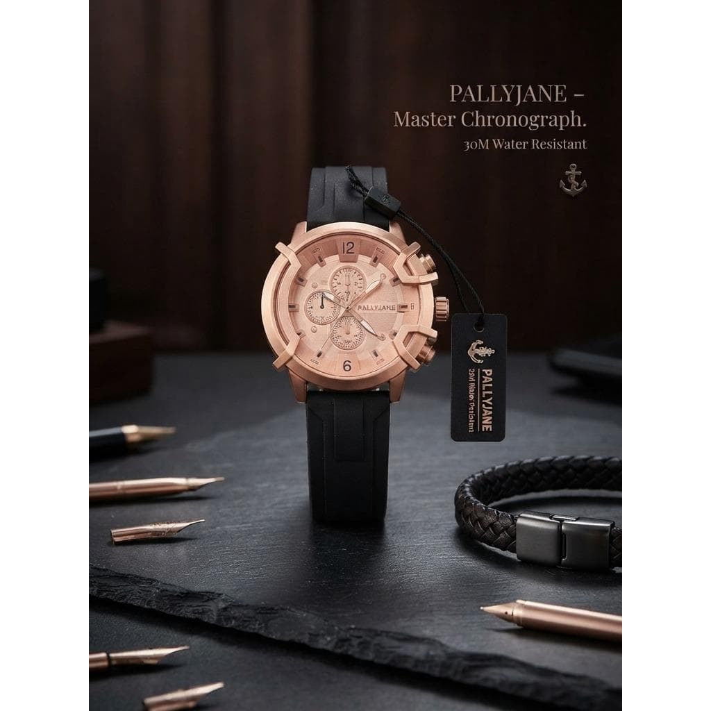 PallyJane Relógio Masculino Luxo com Pulseira de Silicone Resistente à Água e Confortável Design Moderno e Sofisticado
