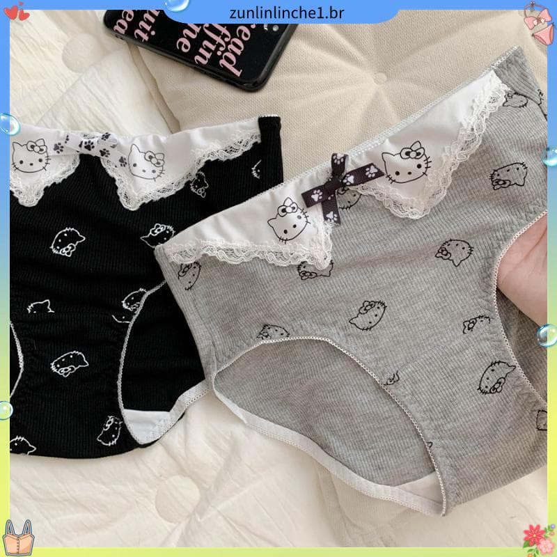 2025 novo estilo kitty arco Preppy KK cuecas japonesas meninas calcinha doce senhoras grau 7a antibacteriana