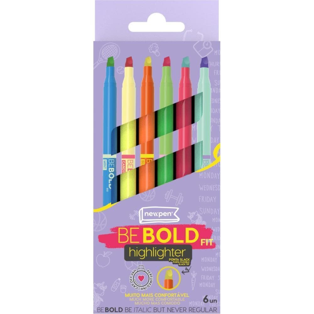 Caneta Marca Texto Bebold FIT 6 Cores Estojo