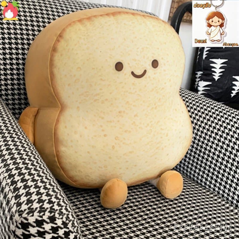 Almofada de Pão Torrado Fatiado Brinquedo de Pelúcia Criativo Macio Emoji Almofada de Sofá Boneca Brinquedo