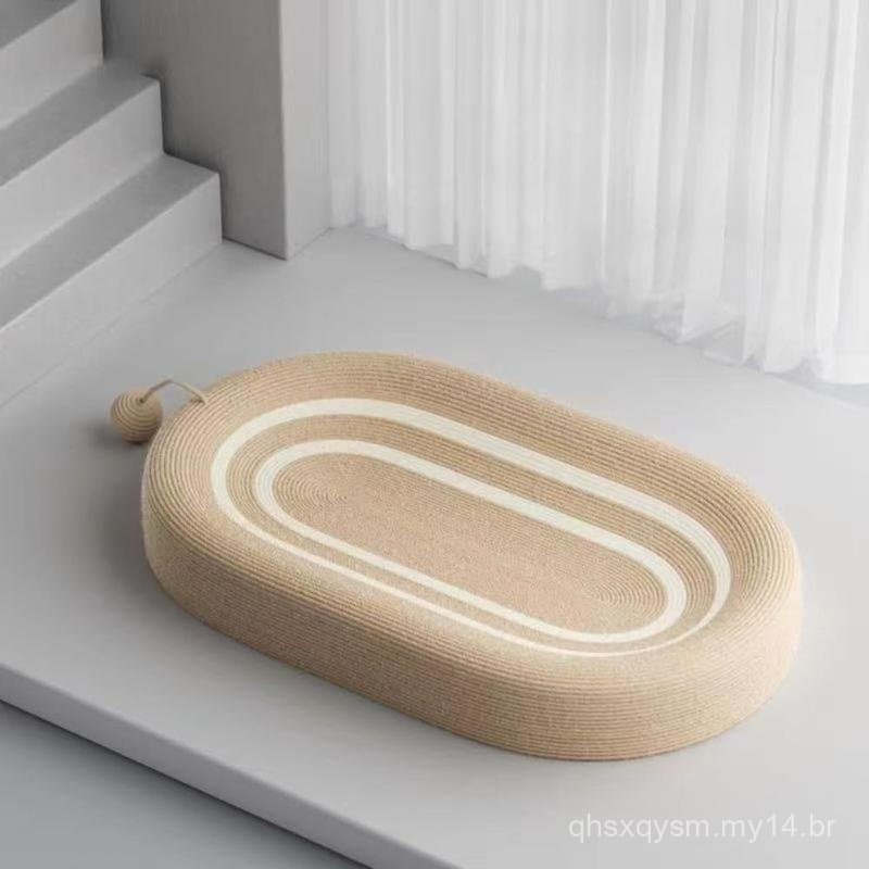 Arranhador, cama-caverna para gatos, casinha durável para gatos, tapete oval para arranhar com bola de brincar, cama de