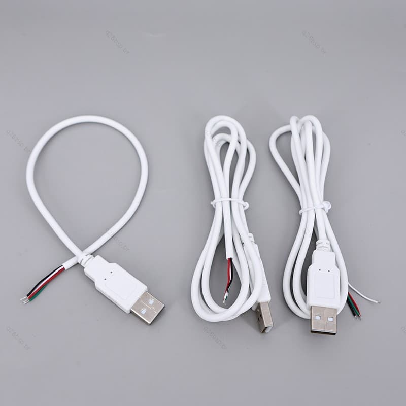 0.3m 1m 5V USB 2.0 Fêmea Macho 4Pin Fio Cabo De Alimentação Jack Conector De Extensão De Carregamento Branco Para Acessó