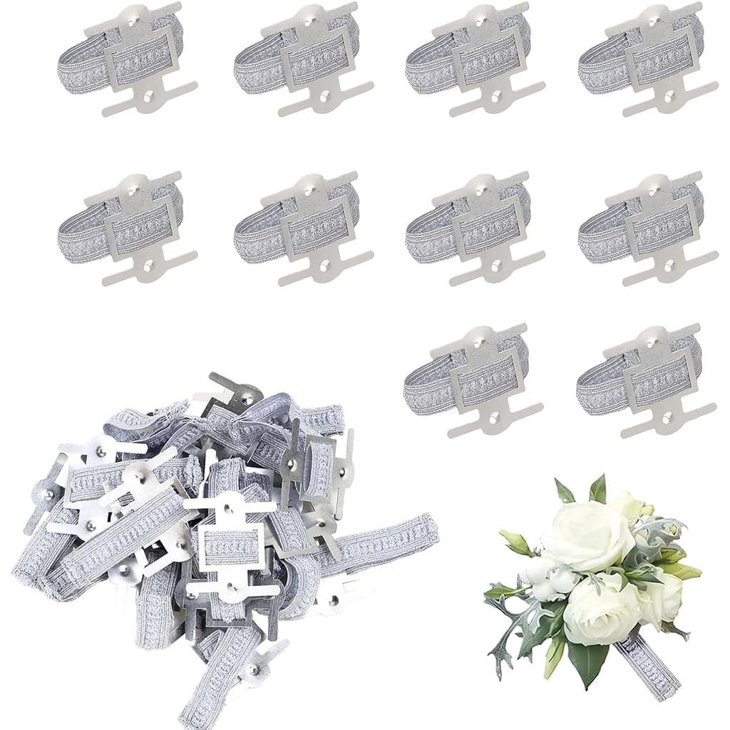UPSTORE 10 Peças de Pulseiras Elásticas para Corsage, Pulseiras de Pulso Prateadas, Acessórios para Corsage Feitos à Mão