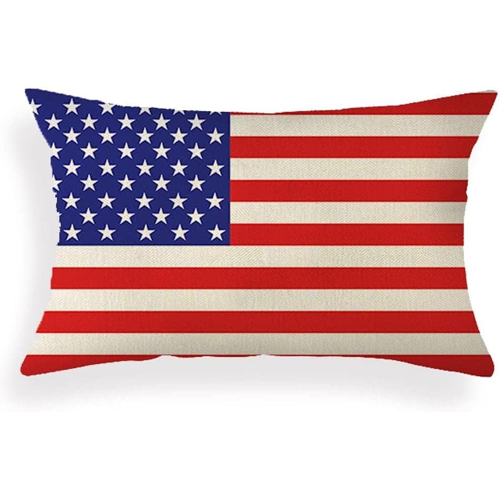 Capa de Almofada Lombar com Bandeira Americana 12x20 polegadas, Capa Decorativa para Almofada do Dia da Independência