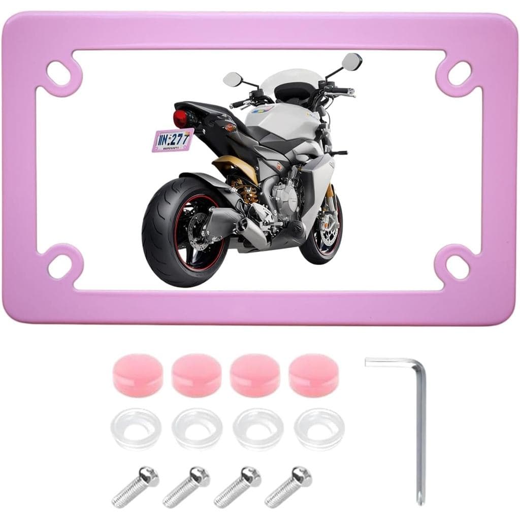 Suportes de Placa de Licença para Motocicleta em Aço Inoxidável Rosa Flor de Cerejeira, Suporte Fosco para Placa de Moto