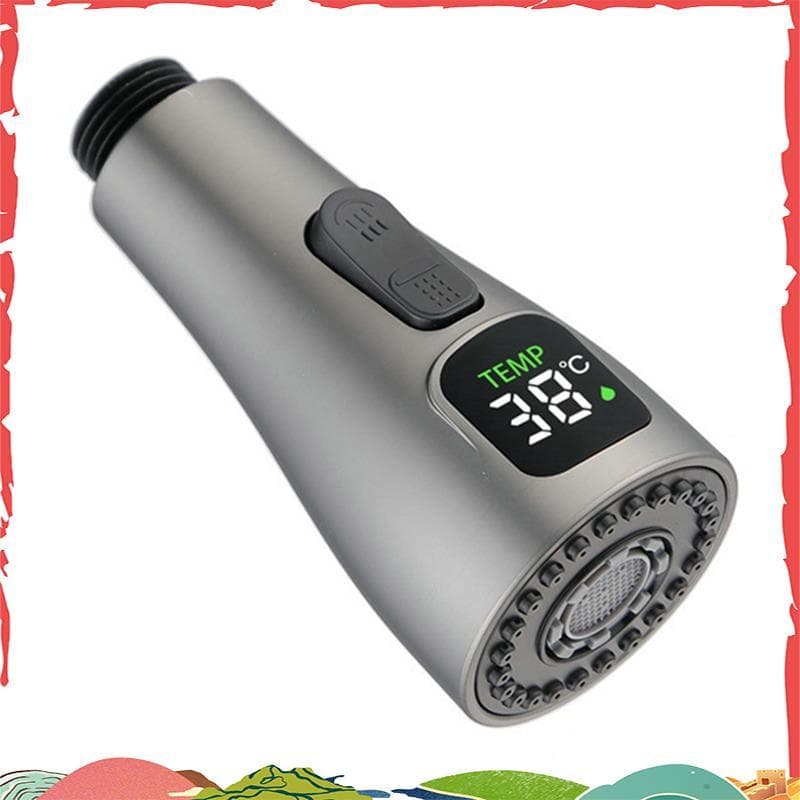 Bico De Torneira Da Cozinha LED Display Digital Pull Out Adaptador Universal Pia Água Bubbler Conector