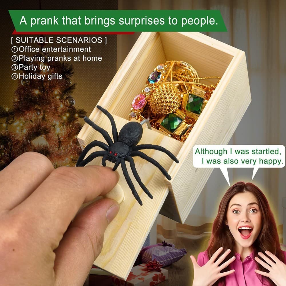 Caixa de madeira complicada brinquedo Halloween Horror aranha surpresa criativa presente surpresa