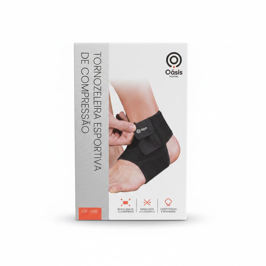 Tornozeleira Esportiva Compressão Ajustável Respirável Cloropreno Oásis Market