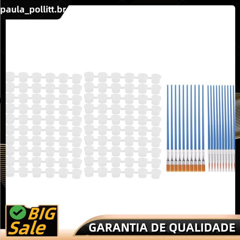 20 Tiras 120 Potes De Pintura Vazias E 20 Peças Pincéis , Copo Recipientes De Armazenamento De Plástico Transparente , 3