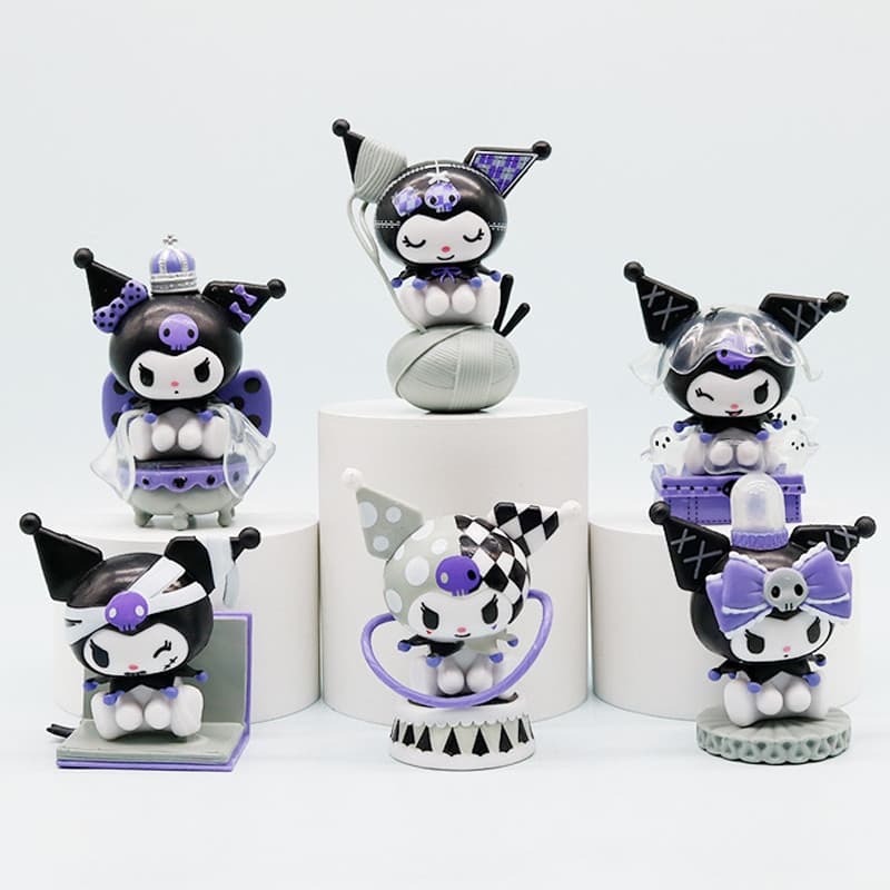 6 peças/conjunto 6cm Figura de PVC da Série Noite Escura do Anime Kuromi Versão Q Modelo Colecionável Decoração KXE8