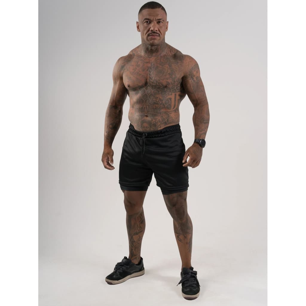 Seven Move Short Masculino 2 em 1 Bermuda Compressão Bolso Interno Academia Treino Praia Proteção Solar Premium