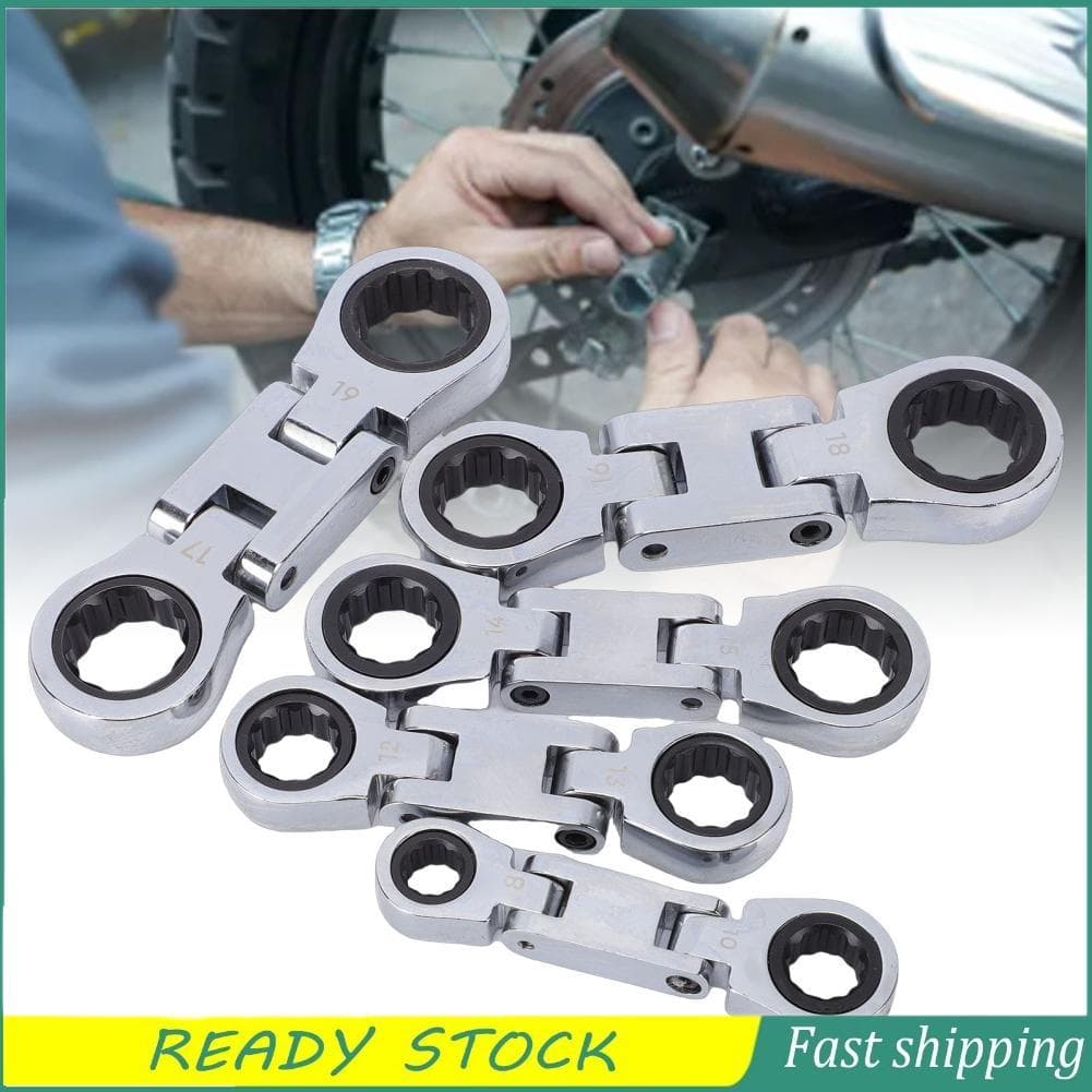 Handytool.br 5 PCS Chave Catraca de Cabeça Dupla Rotação de 180 Graus Extremidade Flexível Métrica Conjunto de Catraca