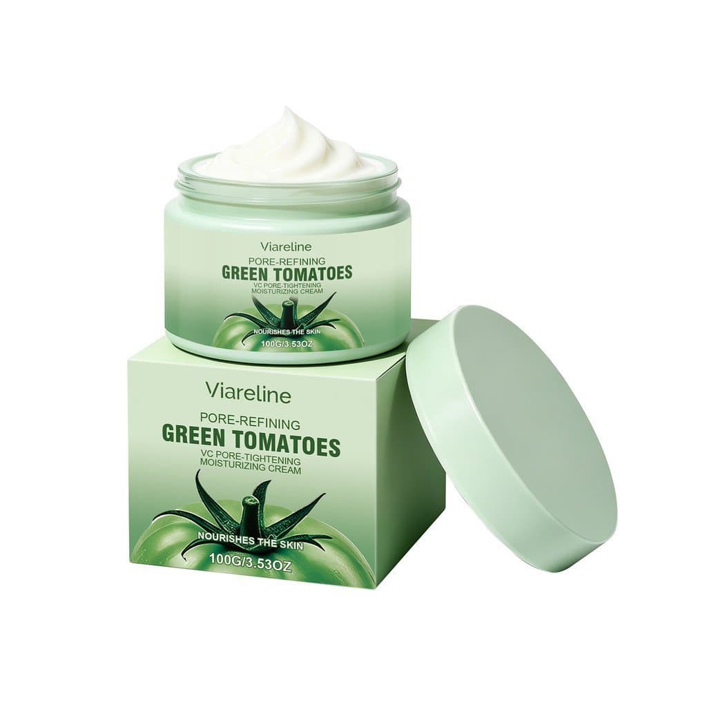2 Peças Viareline Hidratante de Tomate Verde VC, Facial Refinador de Poros, Loção Facial Suave e Hidratante,