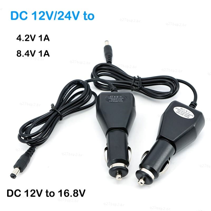 Cabo Carregador De Isqueiro De Carro , DC 12V 24V A 4.2V 8.4V 16.8V 1A Para Carregamento De Bateria LiPo De Íon-Lítio 18