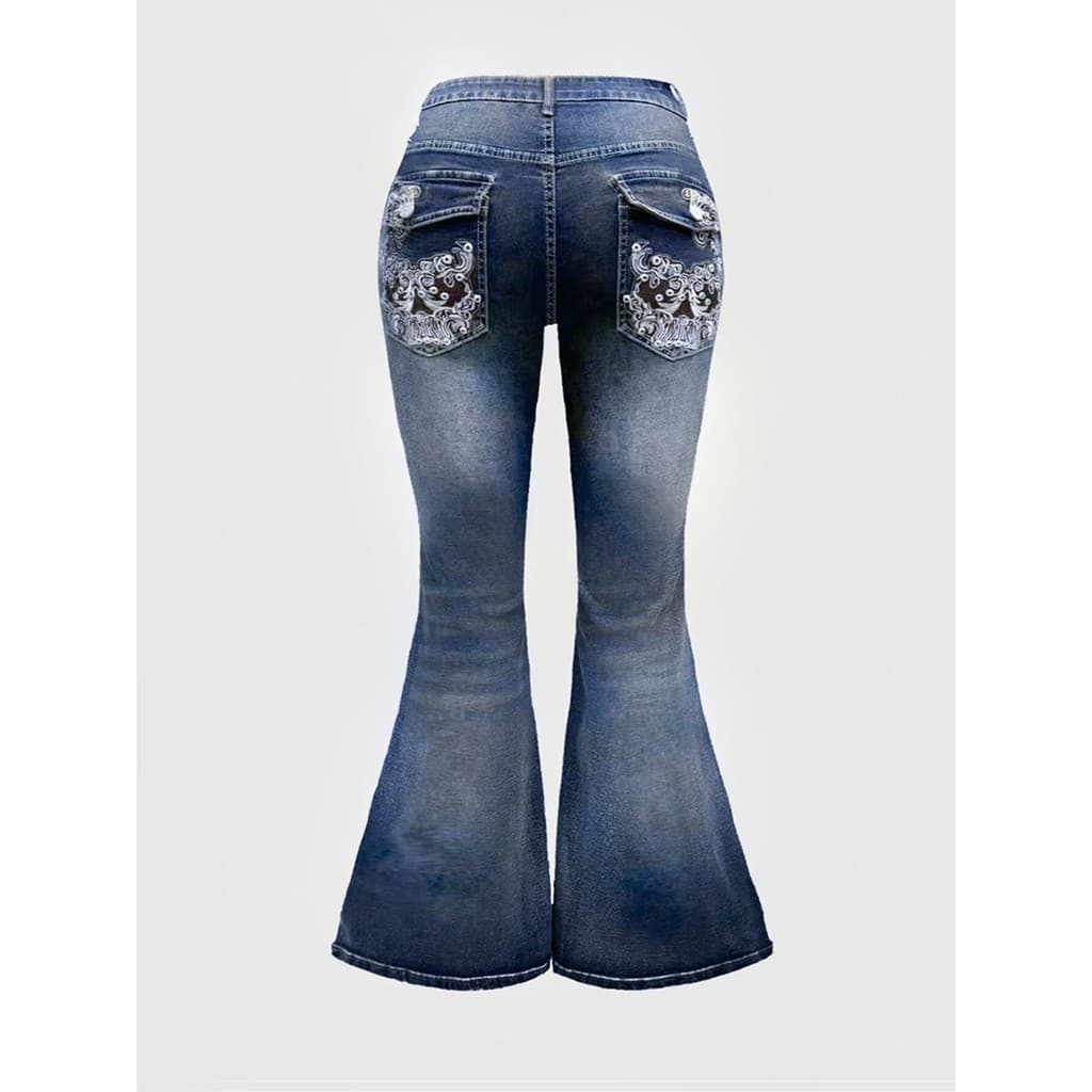 [Novo produto] Jeans femininos de tamanho grande bordado estilo diamante quente [estilo venda quente]