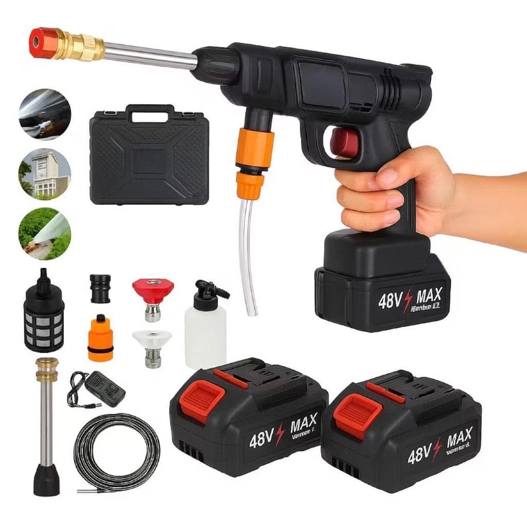 Lavadora de Alta Pressão Portátil Sem Fio Bivolt Recarregável Pistola de Água para Lavar Carro Jardim Moto