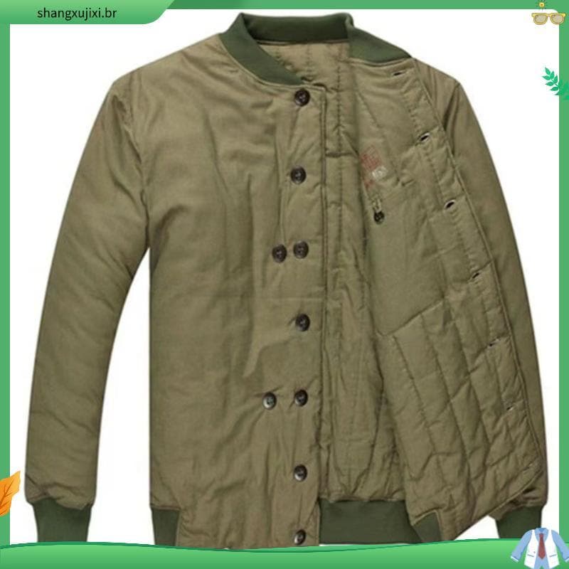 Jaqueta acolchoada militar estilo 87 masculina, força espessada, pano de algodão puro, algodão branco, estilo antigo, re