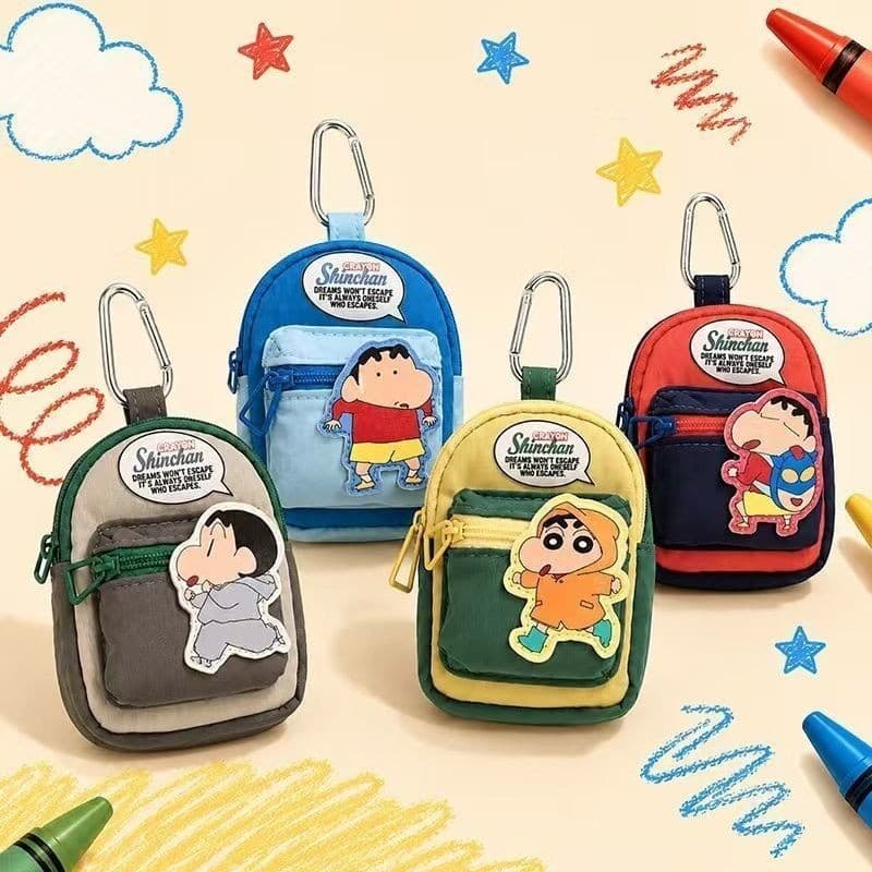 [Autêntico] Criativo Porta-Moedas em Forma de Mochila do Crayon Shin-chan, Pingente de Desenho Animado Fofo, Estojo para