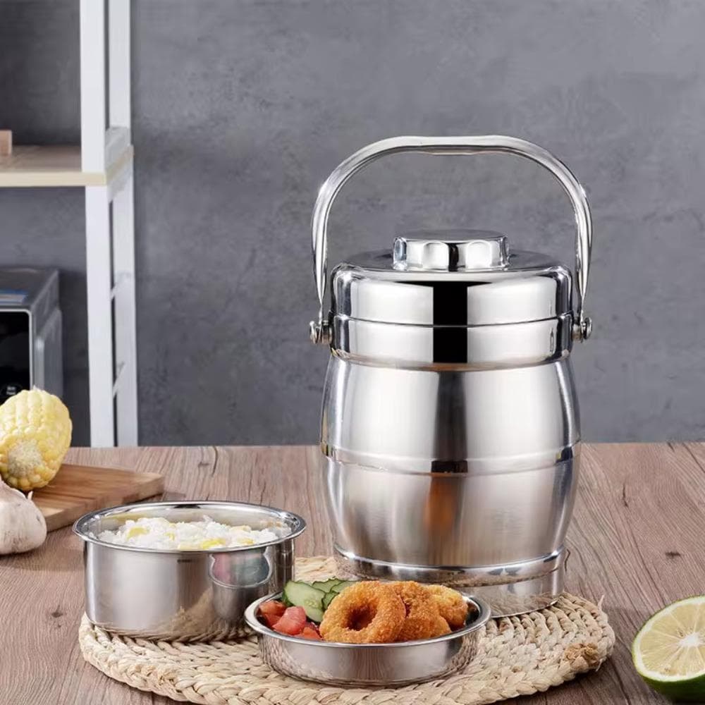 Frasco Térmico Para Alimentos , Lancheira Térmica De Aço Inoxidável De Grande Capacidade , Pote Isolado Com Alça Dobráve