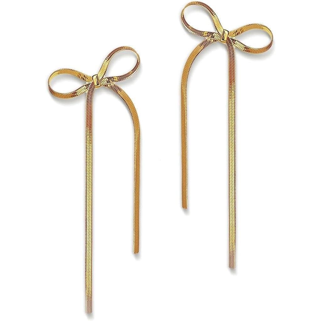 Brincos Femininos JeanBeau com Corrente Longa, Laço e Pingente de Borla, Acessório de Moda Único com Borlas de Fita YV1C