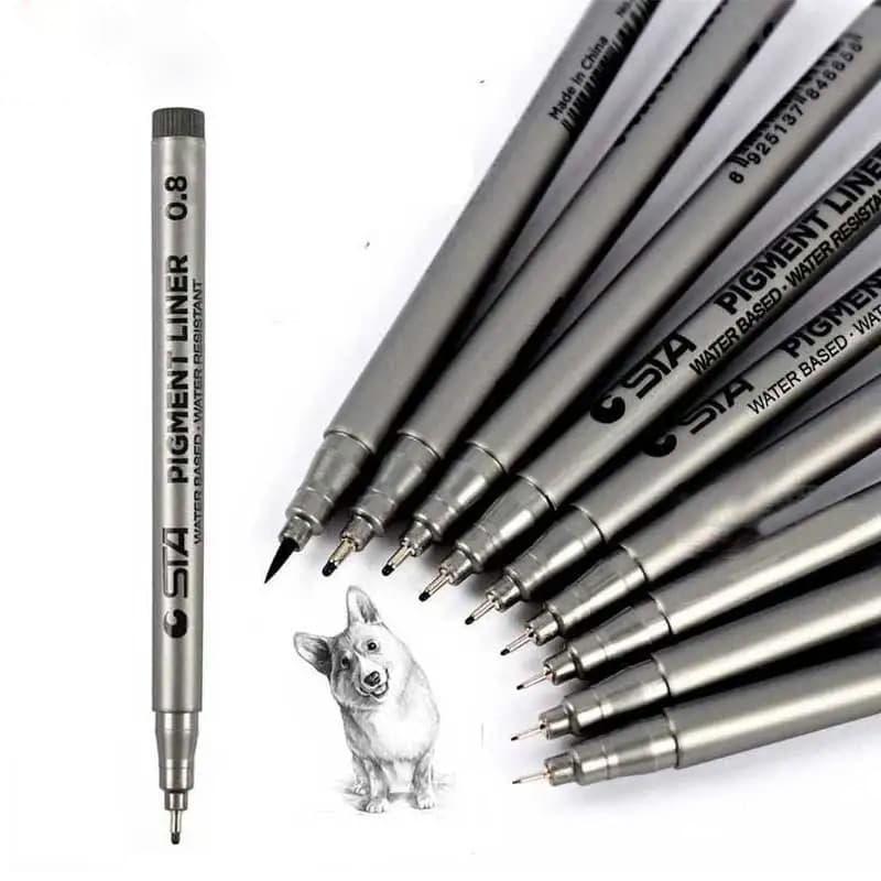 STA Preto Micron Caneta Forro Esboço Marcadores Desenho À Prova Dwaterproof Água Fade De Arte Suprimentos Manga Quadrinh