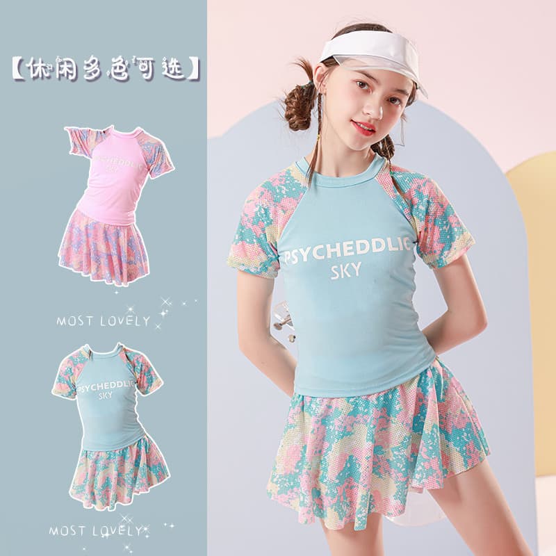 🔥 Moda Praia Meninas 🔥 Maiô com Saia Infantil VENDA QUENTE para Meninas Praia Piscina Roupa De Banho Infantil Para Men